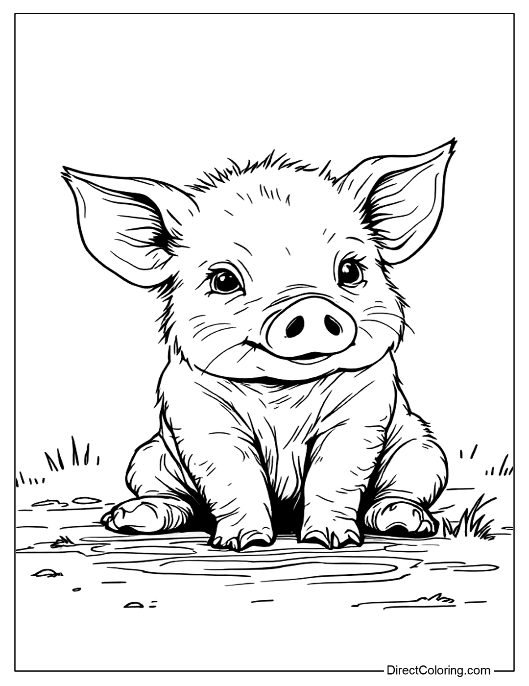 Pig in The Mud Coloring Page